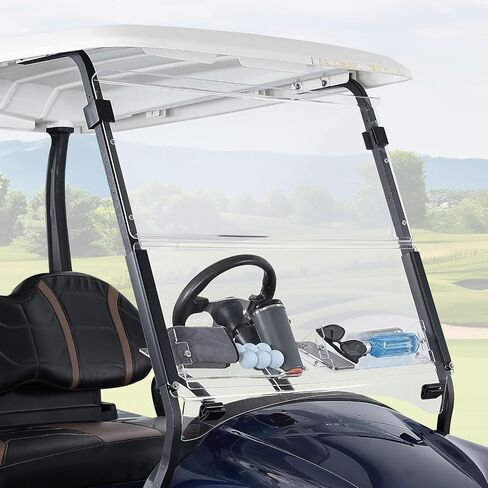 KEMIMOTO Golf Cart Windshield with Storage Basket Compatible with Club Car Precedent, Foldable Replacement Windshield, Anti-UV and Impact Resistant Acrylic, Tinted in Saudi Arabia