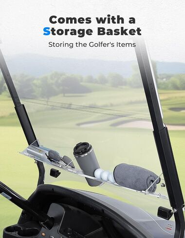 KEMIMOTO Golf Cart Windshield with Storage Basket Compatible with Club Car Precedent, Foldable Replacement Windshield, Anti-UV and Impact Resistant Acrylic, Tinted in Saudi Arabia