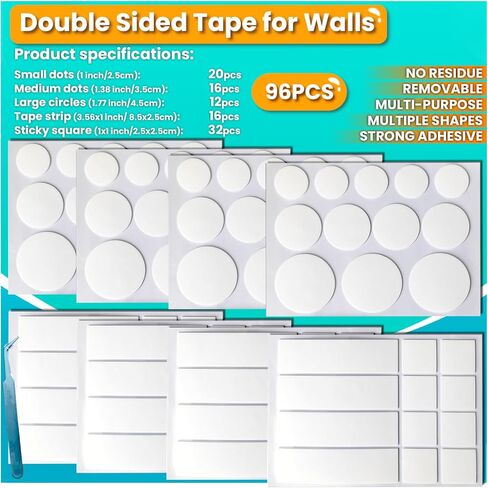 Birllaid Double Sided Tape, Removable, Strong Mounting Adhesive Tape for Hanging Picture Poster Decorations, Multipurpose in Saudi Arabia
