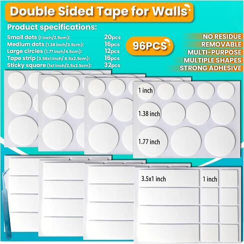 Birllaid Double Sided Tape, Removable, Strong Mounting Adhesive Tape for Hanging Picture Poster Decorations, Multipurpose in Saudi Arabia