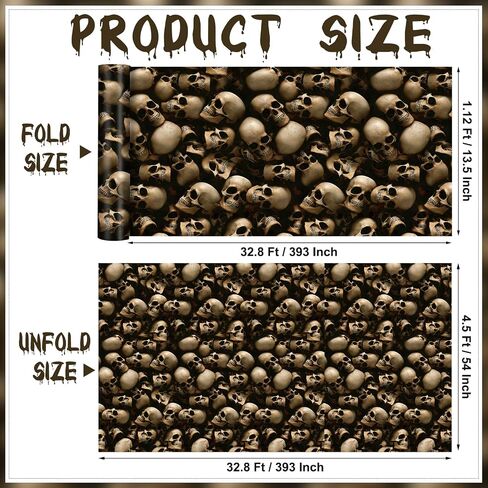 33ft Halloween Skeleton Wallpaper Party Decorations,Plastic Graveyard Skeleton Wall Backdrop,Horror Catacombs Room Scene Setters Photograph Background for Halloween Circus Haunted House Party Supplies in Saudi Arabia