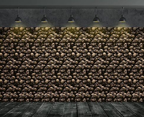 33ft Halloween Skeleton Wallpaper Party Decorations,Plastic Graveyard Skeleton Wall Backdrop,Horror Catacombs Room Scene Setters Photograph Background for Halloween Circus Haunted House Party Supplies in Saudi Arabia
