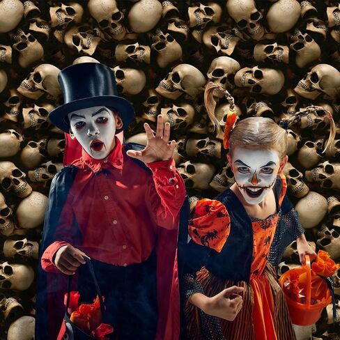 33ft Halloween Skeleton Wallpaper Party Decorations,Plastic Graveyard Skeleton Wall Backdrop,Horror Catacombs Room Scene Setters Photograph Background for Halloween Circus Haunted House Party Supplies in Saudi Arabia