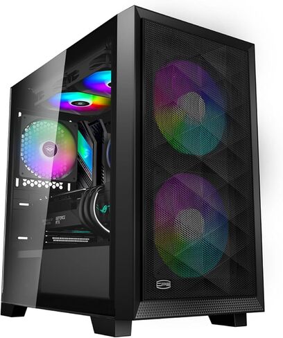 PCCOOLER CPS C3D510 High Airflow ATX PC Case Mid Tower Desktop Gaming Gaming Superior for M-ATX/ITX/E-ATX مع 3 مراوح حافظة ARGB، مشعاع 360 مم 280 مم 240 مم ودعم وحدة معالجة الرسومات 390 مم، مبرد هواء 170 مم WH in Kuwait
