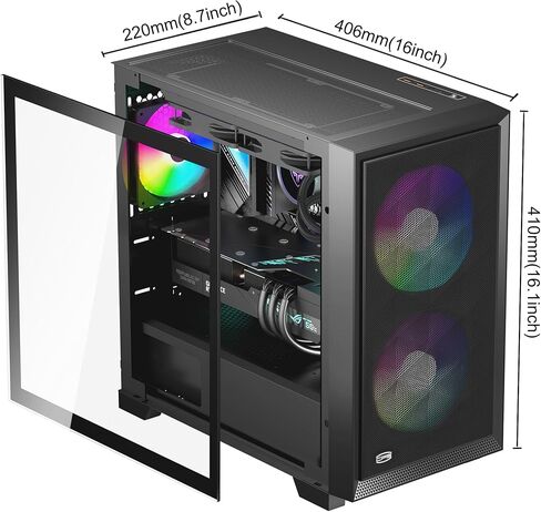 PCCOOLER CPS C3D510 High Airflow ATX PC Case Mid Tower Desktop Gaming Gaming Superior for M-ATX/ITX/E-ATX مع 3 مراوح حافظة ARGB، مشعاع 360 مم 280 مم 240 مم ودعم وحدة معالجة الرسومات 390 مم، مبرد هواء 170 مم WH in Kuwait