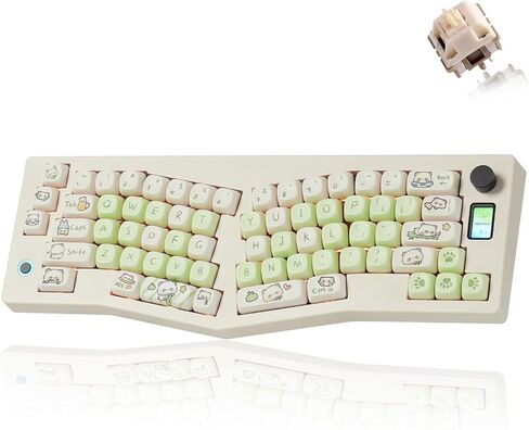 CIDOO ABM066 Alice Keyboard Hot Swappable Mechanical Keyboard RGB Wireless Custom Gaming Keyboard with Colgate Switches VIA Programmable Volume Knob for Win/Mac/iOS(MOA Panda Keycaps) in Saudi Arabia