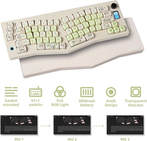 CIDOO ABM066 Alice Keyboard Hot Swappable Mechanical Keyboard RGB Wireless Custom Gaming Keyboard with Colgate Switches VIA Programmable Volume Knob for Win/Mac/iOS(MOA Panda Keycaps) in Saudi Arabia