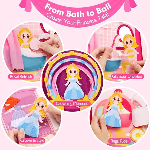 hahaland Quiet Busy Book for Toddlers 3-5 - Princess Makeover Busy Board Montessori Toys for 3 Year Old Pretend Play - 3-5 Year Old Girl Birthday Gifts Ideas - 4 Year Old Girl Present in Kuwait