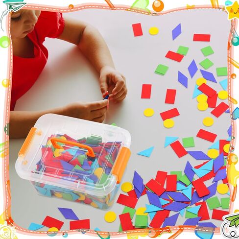 250 قطعة من المكعبات النمطية للفصل الدراسي مع صندوق تخزين ألعاب جذعية تانجرام ملونة مجموعة ألغاز رياضية للتعرف على الأشكال الهندسية والتماثل والزخرفة in Kuwait