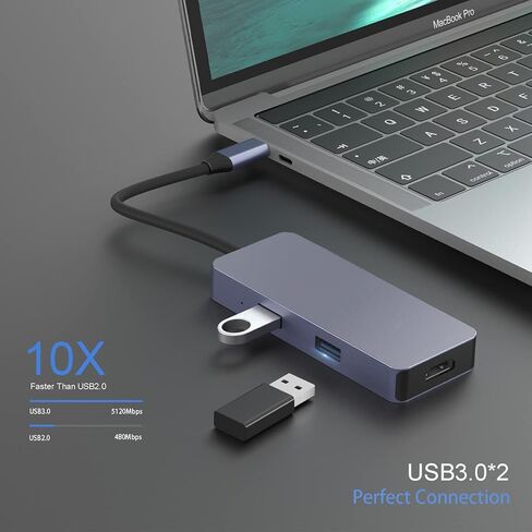 USB C Adapter, USB C Hub, Dongle for Laptop, 6 in 1 4K HDMI Dual Display Multport Adapter for Tablet, Surface Pro 8 and More(4K HDMI USB 3.0 SD/TF Card Reader 100W PD) in Saudi Arabia