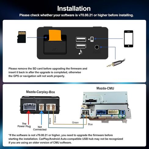 CAMECHO Apple Carplay Android Auto Retrofit Kit Compatible with Mazda 2 3 6 CX5 CX9 CX3 MX5 2014-2020 Apple Car Play Adapter Interface Port Fits MZD Connect System Mazda CarPlay Kit in Saudi Arabia