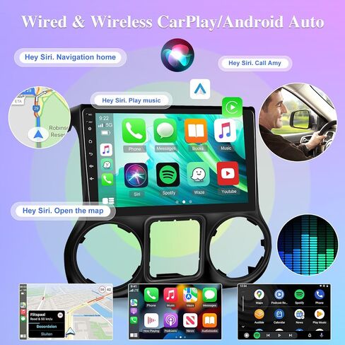 [8 Core 4G+64G] راديو سيارة لسيارة Jeep Wrangler 2011 2012 2013 2014-10.1 بوصة شاشة تعمل باللمس بنظام Android ستيريو تشغيل السيارة، DSP 32 EQ Audio/IPS Screen/Carplay/Android Auto/SWC/BT 5.0/WiFi in Saudi Arabia