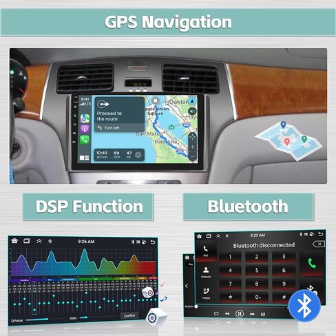[4G+64G] لسيارة Lexus ES250 ES300 ES330 2001-2006 Android ستيريو مع CarPlay Android Auto، 9 بوصة 1280x720P HD شاشة لمس مع نظام ملاحة GPS DSP WiFi FM RDS in Saudi Arabia