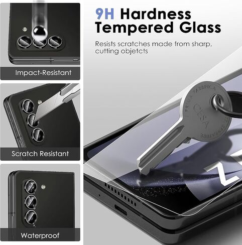 Fotbor [3+3+3 Pack for Galaxy Z Fold 5 Screen Protector, 3 Pack Inner Screen Flexible Film + 3 Pack Back Screen Protector Tempered Glass + 3 Pack [1 Set] Camera Lens Protector Accessories (clear) in Saudi Arabia