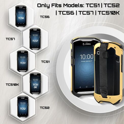 حافظة TC51 TC52 TC56 TC57 TC510K مع حزام يد - واقية ومريحة لماسحات الباركود المحمولة من Zebra SG-TC5X-EXO1-01 SG-TC5X-EXONHS-01 (أصفر) in Kuwait
