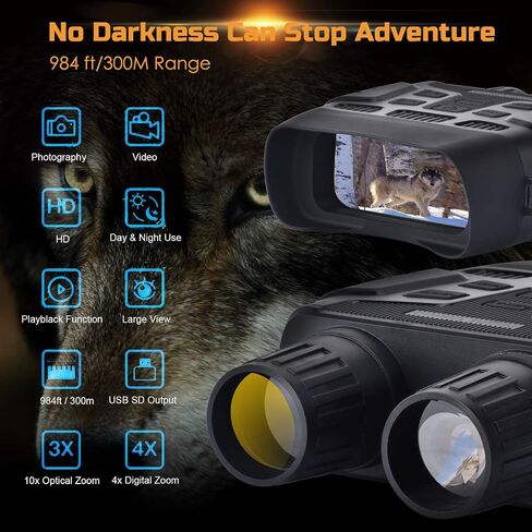 Night Vision Goggles Binoculars,984ft Infrared Night Vision Range,2.31" TFT Screen with 960P HD Video and Image,Digital Infrared Binoculars with 32GB TF Card (NV-300) in Saudi Arabia