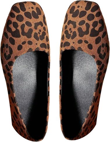 SweatyRocks Women's Square Closed Toe Flats Shoes Leopard Print Outdoor Dressy Shoes in Saudi Arabia