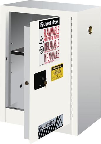 Justrite 891201 Sure-Grip EX Galvanized Steel 1 Door Manual Flammable Compac Safety Storage Cabinet, 12 Gallon Capacity, 23-1/4" Width x 35" Height x 18" Depth, 1 Adjustable Shelfs, Red in Saudi Arabia