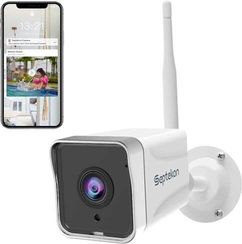 Septekon 2K Security Camera Outdoor，WiFi Cameras for Home Security Outside with Motion Detection Tracking, Night Vision, Two-Way Audio, IP66 Weatherproof, 2.4GHz Wi-Fi, Compatible with Alexa in Saudi Arabia