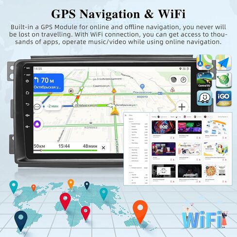 [2+64G] راديو سيارة لسيارة Mercedes Benz Smart Fortwo 2005-2010 - Carplay لاسلكي وAndroid Auto - شاشة لمس 9 بوصة Android 13 ستيريو سيارة مع WiFi/GPS/واجهة مستخدم متعددة + كاميرا احتياطية AHD in Saudi Arabia