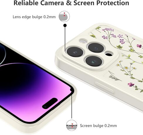 RALEAVO Floral Case for iPhone 13 Pro, Flower Branch Pattern Design Cute Cover Case for Girls Women Slim Thin Soft Silicone Shockproof Anti-Slip Phone Case for iPhone 13 Pro (6.1"),Beige in Saudi Arabia