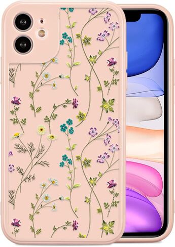 RALEAVO Floral Case for iPhone 13 Pro, Flower Branch Pattern Design Cute Cover Case for Girls Women Slim Thin Soft Silicone Shockproof Anti-Slip Phone Case for iPhone 13 Pro (6.1"),Beige in Saudi Arabia