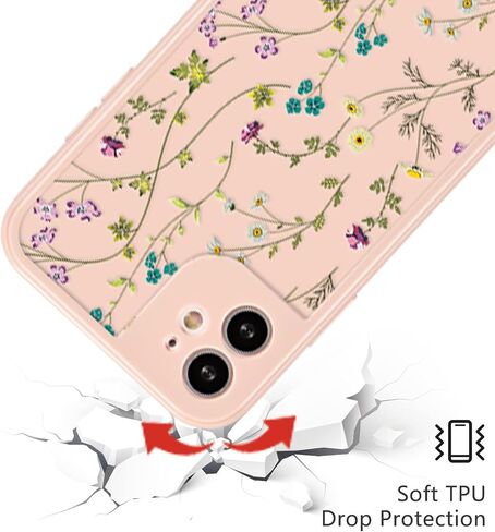 RALEAVO Floral Case for iPhone 13 Pro, Flower Branch Pattern Design Cute Cover Case for Girls Women Slim Thin Soft Silicone Shockproof Anti-Slip Phone Case for iPhone 13 Pro (6.1"),Beige in Saudi Arabia