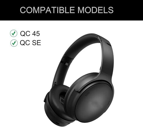 وسائد أذن بديلة لسماعات الرأس Bose QuietComfort 45 (QC45)، وسائد الأذن مع QCSE (QC SE)/رغوة عزل الضوضاء اللاسلكية عالية الكثافة الجديدة QC، مصنوعة من جلد مطاطي بروتيني ناعم in Saudi Arabia
