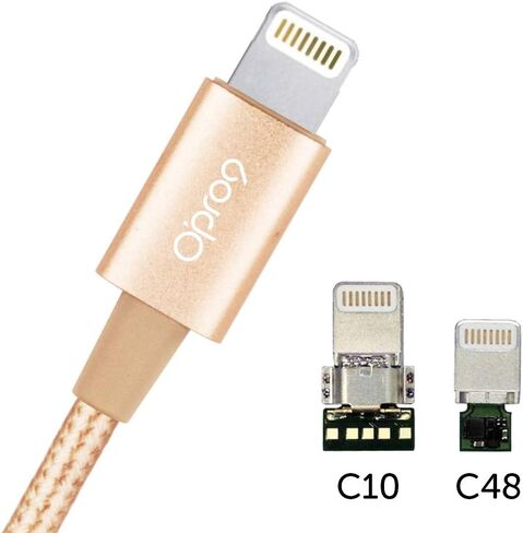 Opro9 Nylon Braided USB Cable with Lightning Connector -Apple MFi Certified- for iPhone 12Pro Max/11Pro Max/Xs Max/XR/8/8Plus/7/7Plus/6S/6S Plus/SE/iPad and More(3.3 Feet/1 Metre) (Gold) in Kuwait