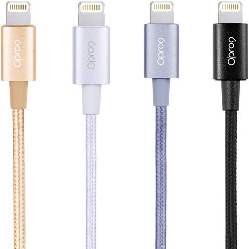 Opro9 Nylon Braided USB Cable with Lightning Connector -Apple MFi Certified- for iPhone 12Pro Max/11Pro Max/Xs Max/XR/8/8Plus/7/7Plus/6S/6S Plus/SE/iPad and More(3.3 Feet/1 Metre) (Gold) in Kuwait