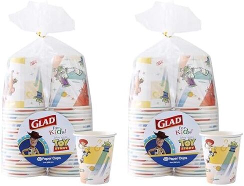 Glad for Kids Disney Pixar Toy Story 9oz Paper Cups | Paper Cups, Kids Cups| Kid-Friendly Paper Cups for Everyday Use, 9oz Disposable Cups for Kids 40 Ct in Saudi Arabia