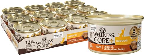 Wellness CORE+ وصفة كرة الشعر، طعام القطط الرطب المعلب الخالي من الحبوب الطبيعية، وجبة الدجاج والدجاج، 2.8 أونصة (عبوة من 12 قطعة) in Saudi Arabia