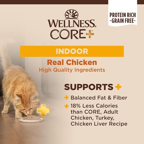 Wellness CORE+ وصفة كرة الشعر، طعام القطط الرطب المعلب الخالي من الحبوب الطبيعية، وجبة الدجاج والدجاج، 2.8 أونصة (عبوة من 12 قطعة) in Saudi Arabia