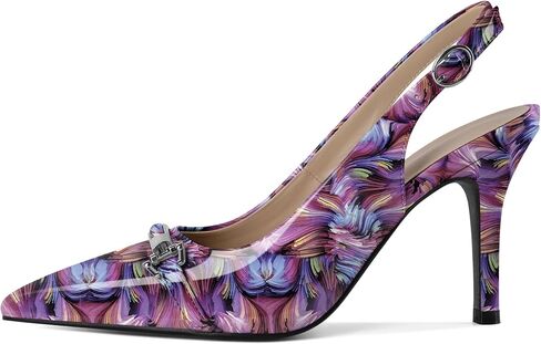 Soireelady Women Slingback High Heels Pointed Toe Stiletto Heels Pumps with Metal Buckle Strap Dress Shoes Patent Leather 3.5 Inches in Saudi Arabia