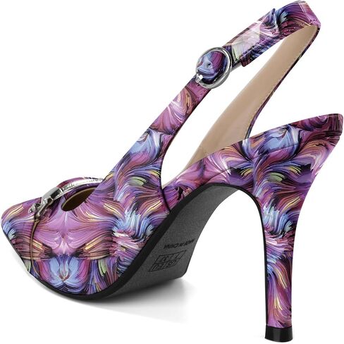 Soireelady Women Slingback High Heels Pointed Toe Stiletto Heels Pumps with Metal Buckle Strap Dress Shoes Patent Leather 3.5 Inches in Saudi Arabia