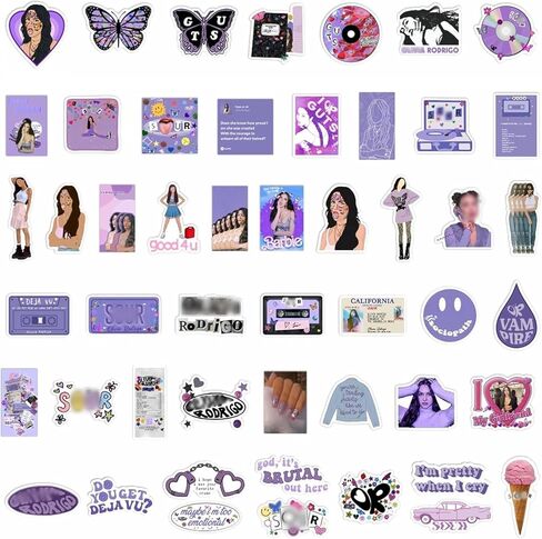 ملصقات Okivia، ملصقات مقاومة للماء لموسيقى المغني لحالة الهاتف المحمول، باب المرآب، الثلاجة، الجيتار، السيارة، سجل القصاصات، حقيبة التزلج، الدراجة النارية، الفتيات المراهقات، ملصقات الموسيقى 100 قطعة in Kuwait