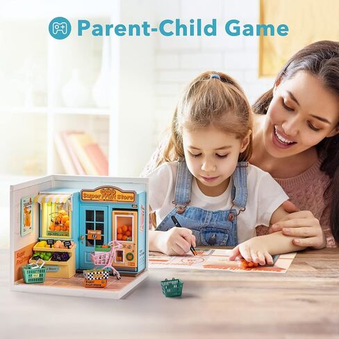 ROBOTIME DIY Miniature House Kit Mini Dollhouse Building Toy Set البلاستيك غرفة صغيرة صنع عدة مع الملحقات نموذج غرفة الحرفية هواية الهدايا اللائقة (غرفة نوم حلم الحلو) in Kuwait