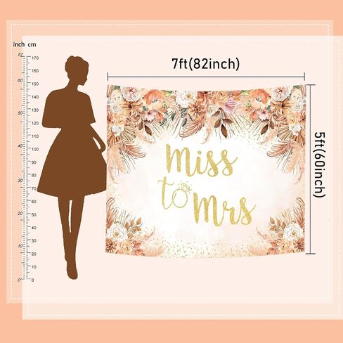 Mocsicka Fall Bridal Shower Backdrop Autumn Leaves Boho Wedding Miss to Mrs Party Decoration Pampas Grass Rust Terracotta Flower Bachelorette Party Banner Photo Props (Terracotta, 7x5ft(82''x60'')) in Saudi Arabia