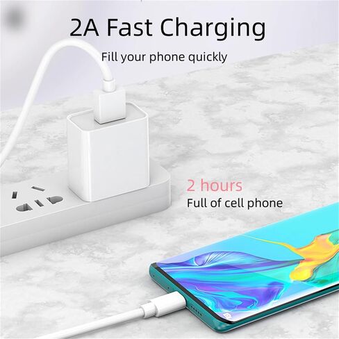 شاحن حائط USB، كتلة شحن سريعة 5 فولت 2 أمبير مع كابل USB، كتلة شاحن قابس USB متوافقة مع سخان زجاجات الأطفال، سامسونج، الكمبيوتر اللوحي، الهاتف، الوسادة، كيندل والمزيد in Saudi Arabia
