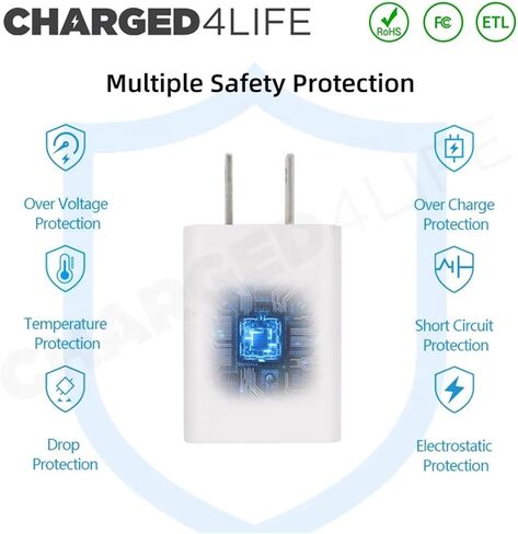 شاحن حائط USB، كتلة شحن سريعة 5 فولت 2 أمبير مع كابل USB، كتلة شاحن قابس USB متوافقة مع سخان زجاجات الأطفال، سامسونج، الكمبيوتر اللوحي، الهاتف، الوسادة، كيندل والمزيد in Saudi Arabia