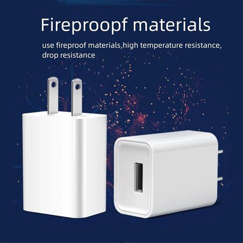 شاحن حائط USB، كتلة شحن سريعة 5 فولت 2 أمبير مع كابل USB، كتلة شاحن قابس USB متوافقة مع سخان زجاجات الأطفال، سامسونج، الكمبيوتر اللوحي، الهاتف، الوسادة، كيندل والمزيد in Saudi Arabia