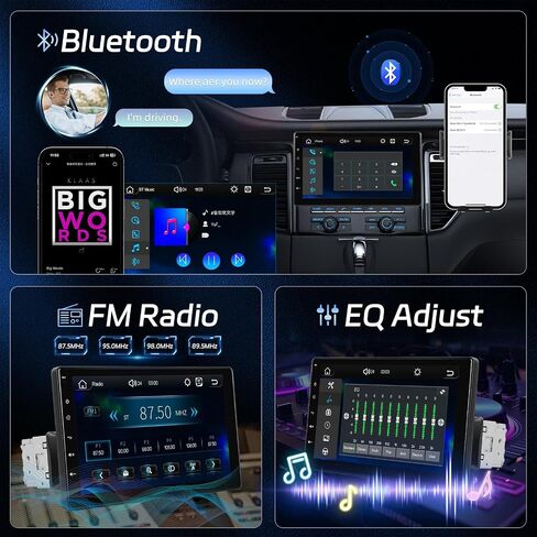 9 inch Single Din Touchscreen Car Stereo with Wireless Carplay and Android Auto, NHOPEEW Detachable IPS Touch Screen Car Radio - Mirror Link, Bluetooth, FM, USB/TF/AUX, SWC + AHD Rearview Camera in Saudi Arabia