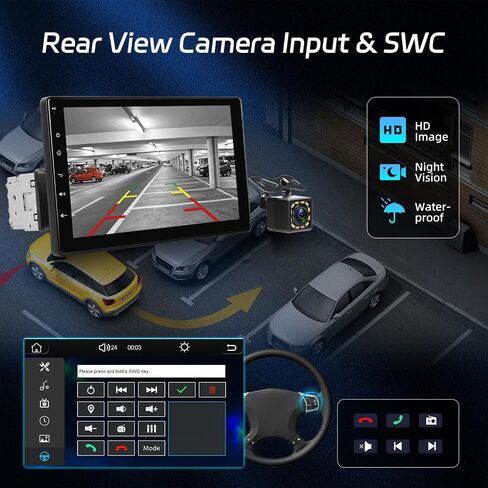 9 inch Single Din Touchscreen Car Stereo with Wireless Carplay and Android Auto, NHOPEEW Detachable IPS Touch Screen Car Radio - Mirror Link, Bluetooth, FM, USB/TF/AUX, SWC + AHD Rearview Camera in Saudi Arabia