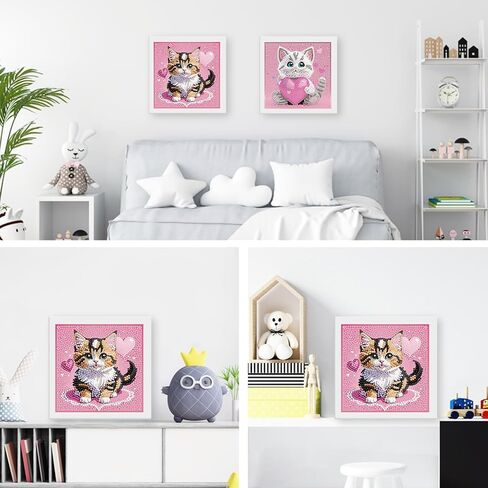 مجموعات الفن الماسي من Genius Maker للأطفال مع الإطار، مجموعات فنية من الألماس للقطط للأطفال، هدايا فنية من الأحجار الكريمة الماسية للفتيات والأولاد الذين تتراوح أعمارهم بين 4-8-12 عامًا، وفنون الرسم والحرف اليدوية لديكور غرفة المنزل (7x7 بوصة) in Kuwait