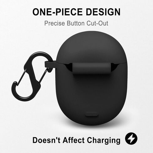 حافظة سيليكون Geiomoo متوافقة مع Google Pixel Buds Pro وGoogle Pixel Buds Pro 2، غطاء واقٍ مزود بحلقة تسلق (أسود) in Saudi Arabia