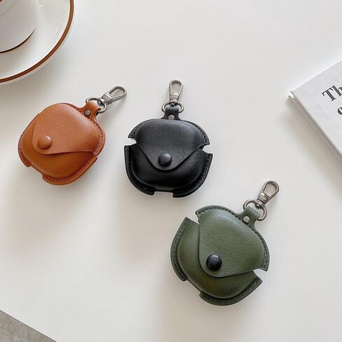 حافظة جلدية متوافقة مع هاتف Samsung Galaxy Buds 2 Pro/Galaxy Buds 2/Galaxy Buds Pro/Galaxy Buds Live حافظة واقية مع سلسلة مفاتيح، غطاء سماعة أذن رائع لطيف لحافظة شحن سماعات الأذن Galaxy (أسود) in Saudi Arabia