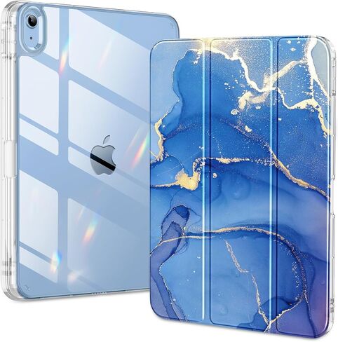 DTTO for iPad 10th Generation Case 10.9 Inch 2022, Clear Hard Back iPad 10 Case with Soft TPU Frame, Slim Trifold Stand Support Pencil Holder, Auto Wake/Sleep for iPad 10th Gen, Ocean Marble in Saudi Arabia