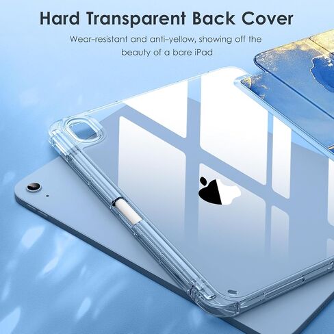 DTTO for iPad 10th Generation Case 10.9 Inch 2022, Clear Hard Back iPad 10 Case with Soft TPU Frame, Slim Trifold Stand Support Pencil Holder, Auto Wake/Sleep for iPad 10th Gen, Ocean Marble in Saudi Arabia