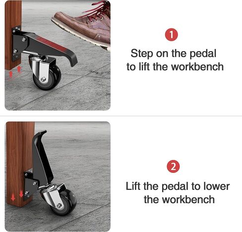 Workbench Stepdown Caster, 600 Lbs Casters Wheels Set of 4 Durable Heavy Duty Steel, 2.5" All Steel Construction Urethane Wheel with Screws & Screwdriver in Saudi Arabia