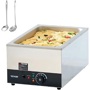 VEVOR Electric Soup Warmer, Three 7.4QT Stainless Steel Round Pot, 1200W Commercial Food Warmer, 86~185°F Adjustable Temp, Bain Marie with Anti-Dry Burn and Reset Button, for Restaurant, Buffet
